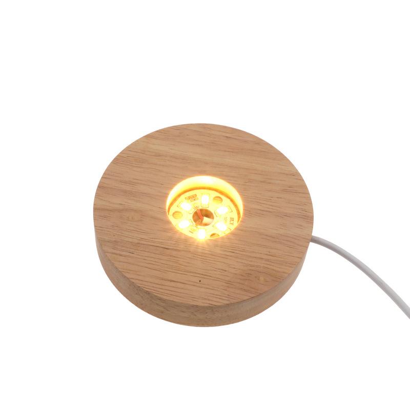

LED Wooden Lamp Holder Luminous Base Ornament One Size білий