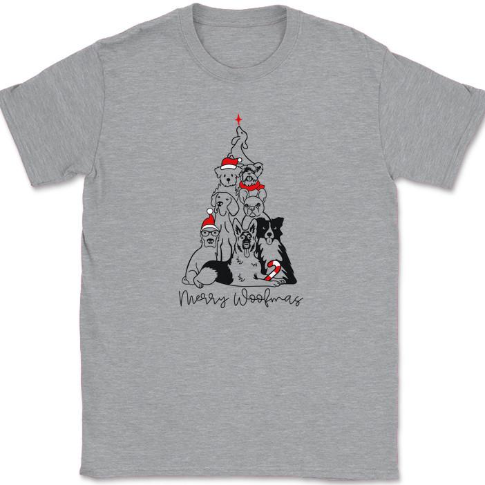 

Merry Woofmas T-Shirt Funny K9 Christmas Holiday Dog Humor Tree Tee 2XL