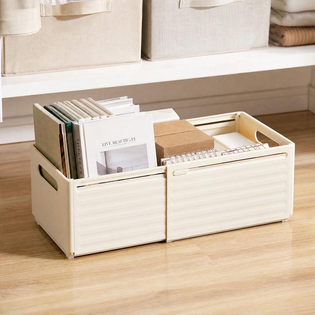 Large Expandable Storage Box, Japanese Desktop and Cabinet for Deep Cabinets