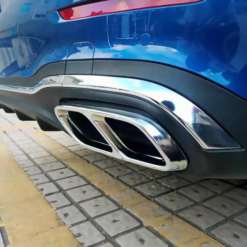 Mercedes-Benz W206 C-Class Exhaust Frame: Stainless Steel Silver, Four-Outlet Tail Pipe Set (2022 Model)
