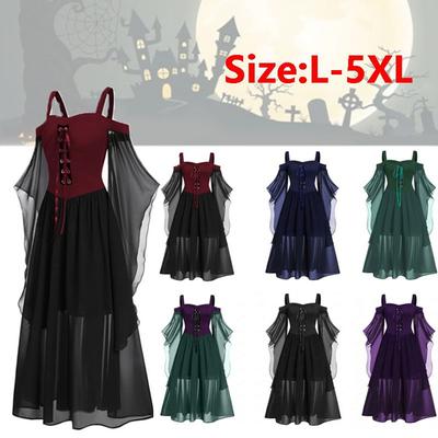 Halloween Gothic Γυναικεία Φόρεμα Flare Μακριά Φορέματα Μεσαιωνικής Αναγέννησης Goth Cosplay