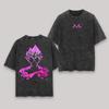 Majin Vegeta T Shirt Men Acid Wash Oversized Anime Pink Purple Gradient M Badge Cotton Vintage Gym Streetwear Graphic Back Tee