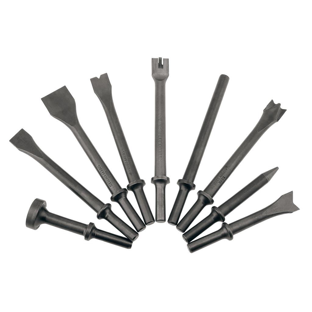 10pcs Carbon Steel 10mm Shank Pneumatic Air Hammer Chisels for Rivet Removal Automotive Repair Welding Spot Removal Tool Spring