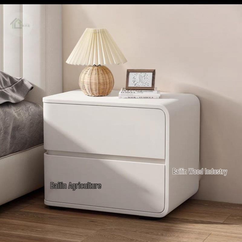 Modern Cream Leather Bedside Table - No Installation Needed