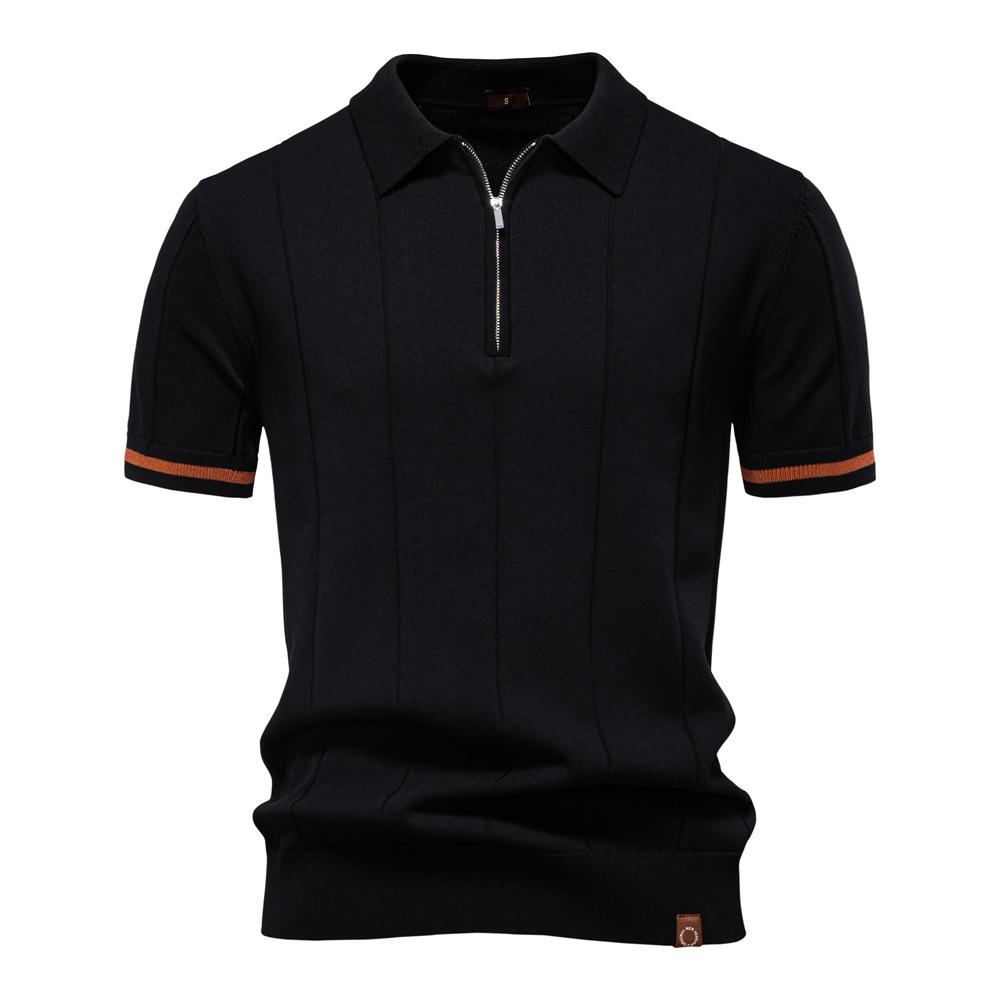 Spring And Summer New Men'S Business Casual Woolen Polo Shirt Lapel Knitted Polo Shirt Short-Sleeved Men'S T