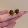 Vintage Maillard Tiger's Eye Earrings Femininity Earrings High Sense Light Luxury New Popular Earrings Winter