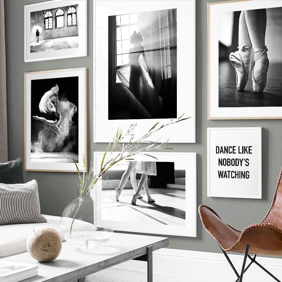 Ballet Girl Dance Fog Window Wall Art Canvas Painting Vintage Black White Posters Prints Pictures For Living Room Home Decor