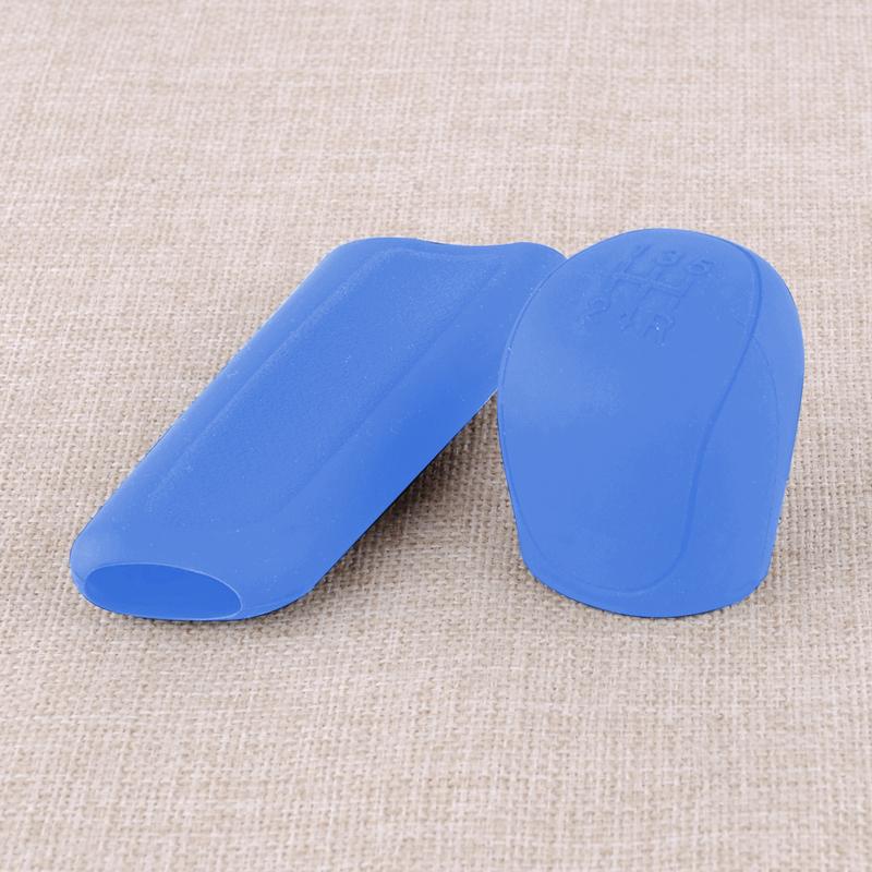5 Speed Universal Car Gear Shift Shifter Knob Cover Handbrake Sleeve Protector Blue Silicone