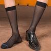 Men's Ultra Thin Nylon Dress Socks Soft See Through Breathable Calf Length Socks Long Stockings for Business Formal Wear