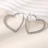 Exaggerated Romantic Full of Zircon Sparkles Geometric Great Heart Shape Hoop Earrings for Women Exquisite Temperament Jewelry