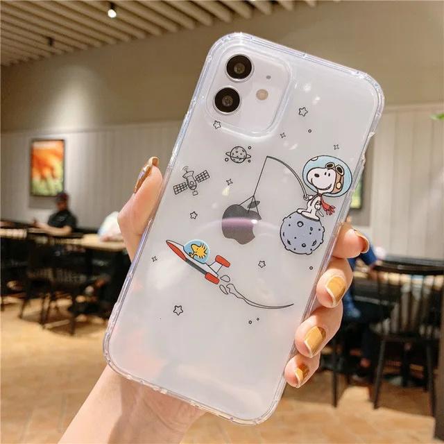 

Милий чохол Snoopy для iPhone 15 Pro Max 11 12 13 14 Pro Max 6 6S 7 8 Plus 12 Mini XS XR SE 2 3 Прозорий М який Чохол For iPhone 15