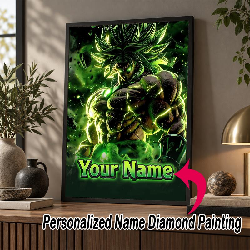 Personalized Broly Diamond Art Custom Name 5D Diamond Painting Full Drill DIY Craft