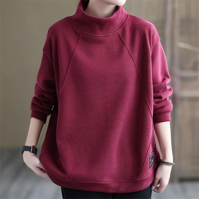 Women's Mock Neck Sweatshirt Casual Loose Fit Pullover Top