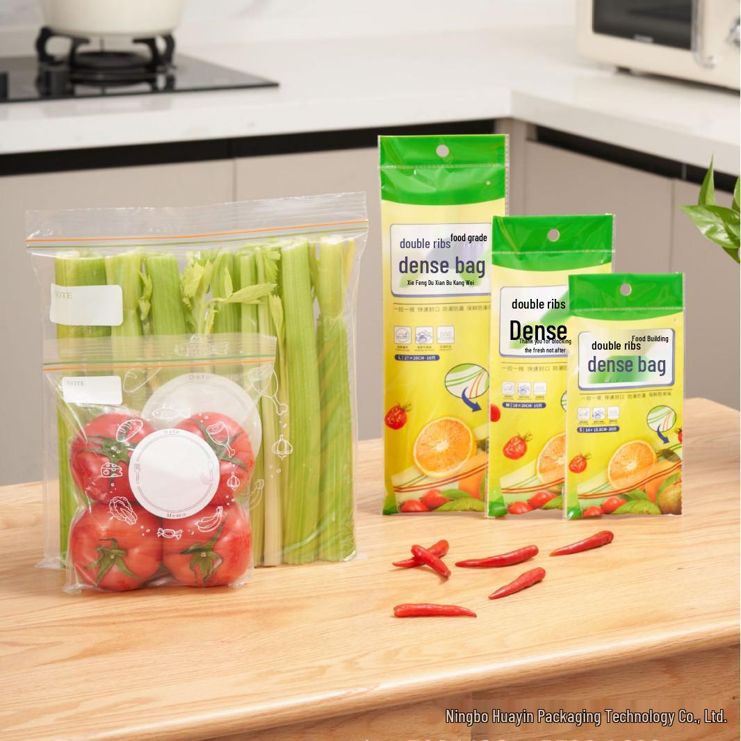 Thickened Food-Grade Self-Sealing Freezer Storage Bags with Double Zipper Ribs Small 20-pack 14*15.5