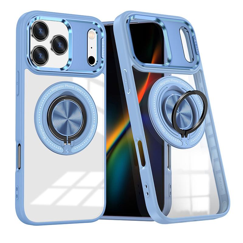 For IPhone17Pro Max Rotating Magnetic Stand 15 Mobile Phone Case for Apple 16 Transparent Mobile Phone Protective Case