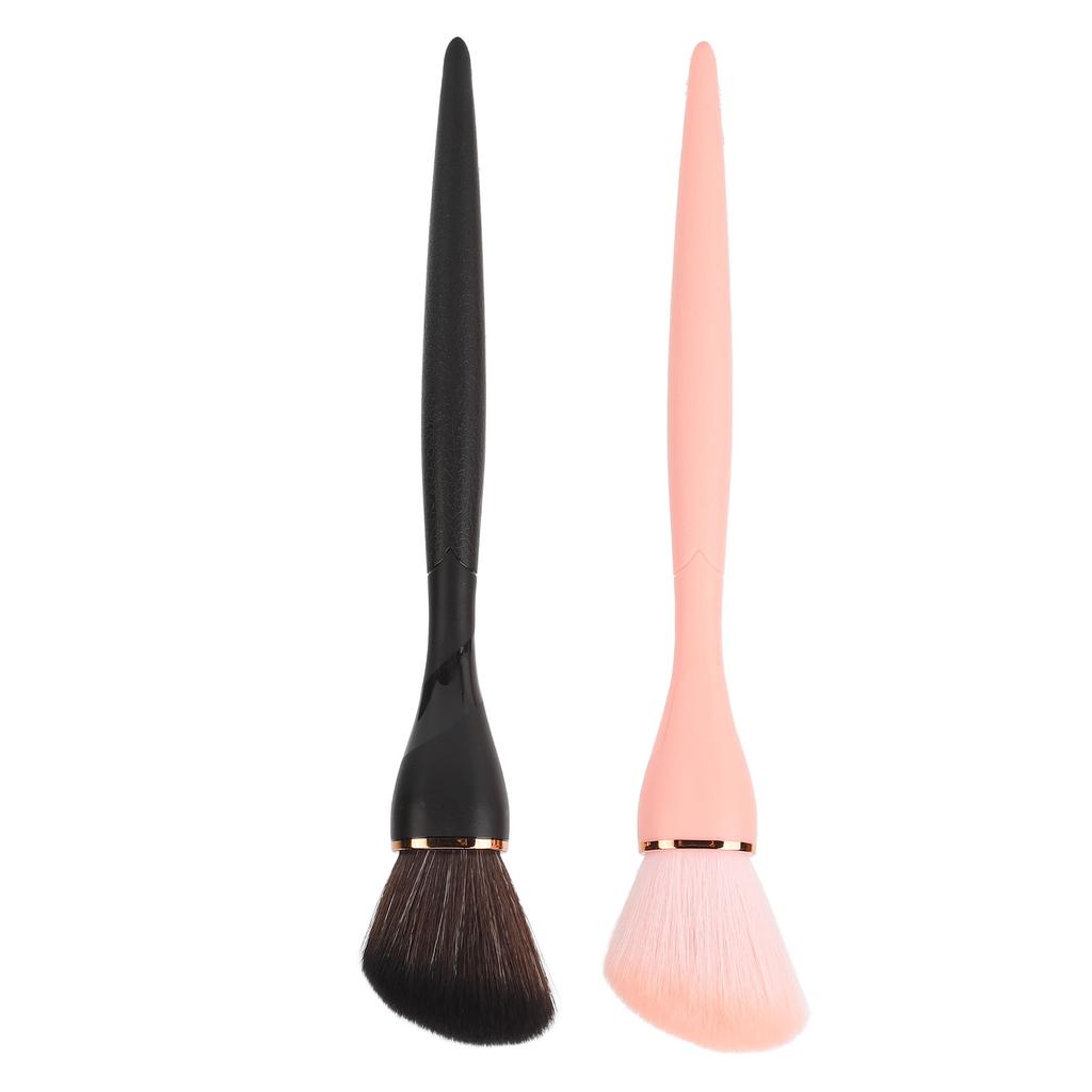 2PCS Angled Contour Brush Black Pink Artificial Fiber Accurate Coloring Soft Bristle Makeup Brush Set
