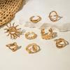 8Pcs/Set Vintage Metal Flower Shell Sun Rings for Women Punk Geometric Irregular Chain Open Rings Set Holiday Jewelry Accessorie