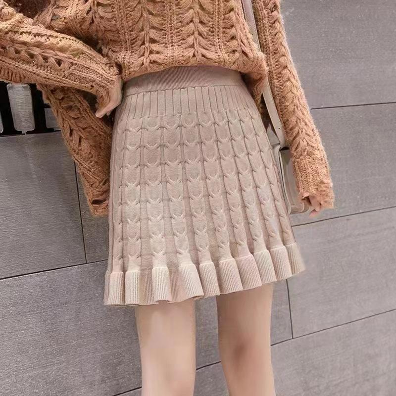 Autumn/Winter Knitted Half Length Skirt for Women Casual Knitted Skirt Fishtail Skirt for Women