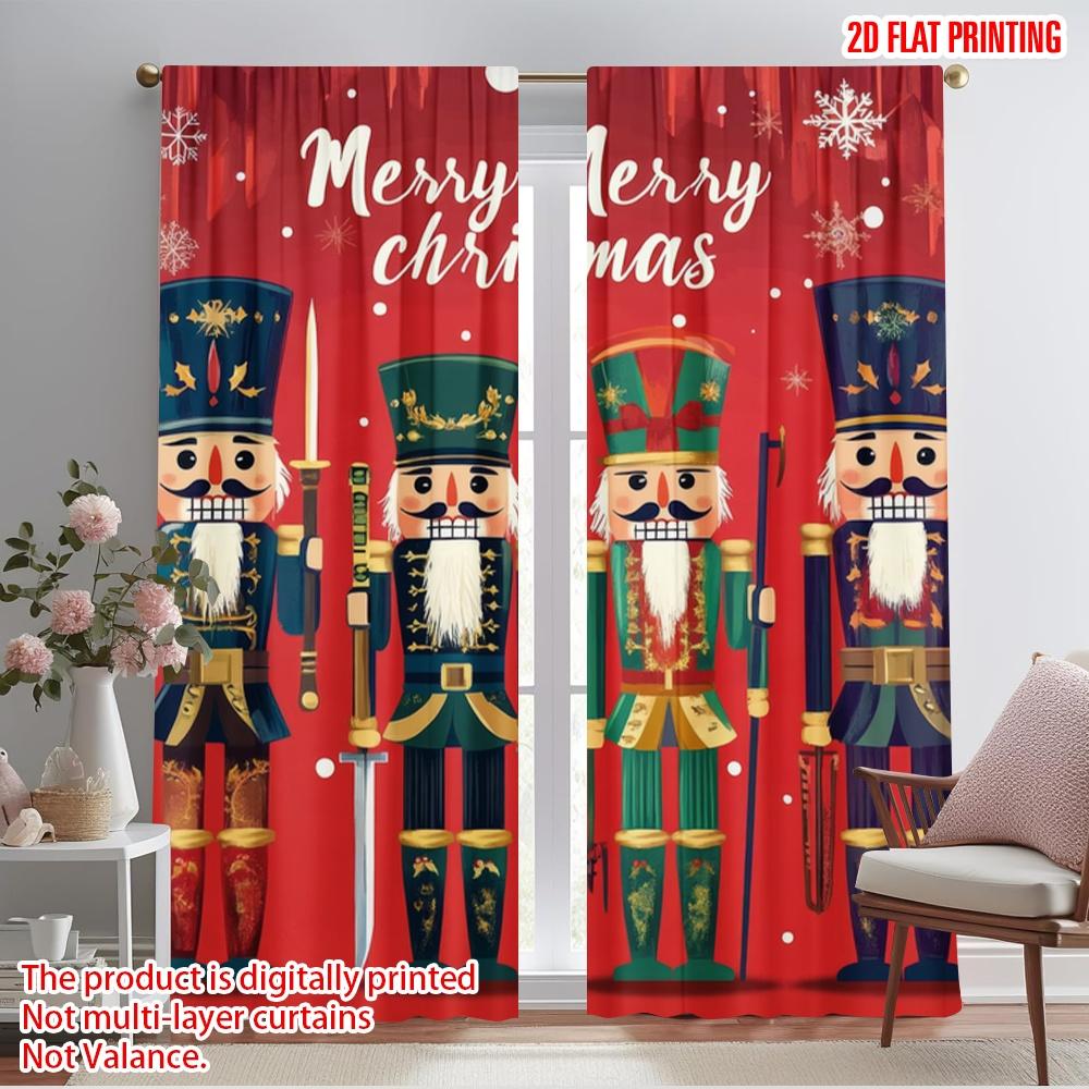 

Plane Printing Curtain Fabric Nutcracker Quartet Versatile Polyester Without Rod Home Decor Use Bedroom Living Curtains Set Of 2 Made W100*H70(CM)-Hooks&1PCS