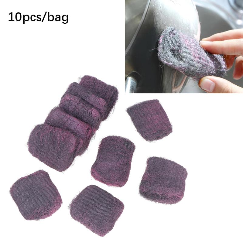 10Pcs Steel Wool Pads Rich Foam Utensil Cleaning Scrubber Scouring Pads Reusable Pre-Soaped Pad For Household Kitchen Cleaning