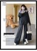 Autumn/Winter Ribbed Zipper Hoodie & Wide-Leg Pants Maternity Set