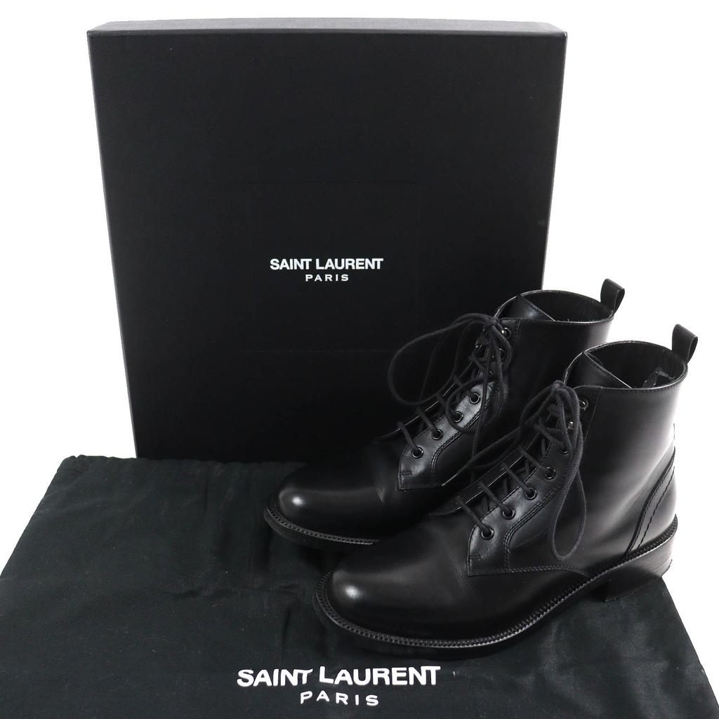 Great SAINT LAURENT PARIS short boots Lace-up Leather black Women 35.5 354530 Used