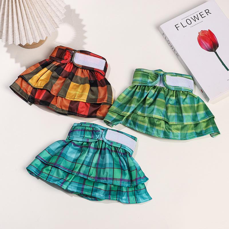 Plaid Washable Safety Diapers for Small Dogs