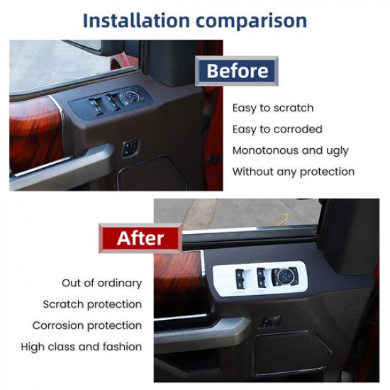 4xWhite Door Window Switches Control Panel Covers Trim Set for 2015-20 Ford F150