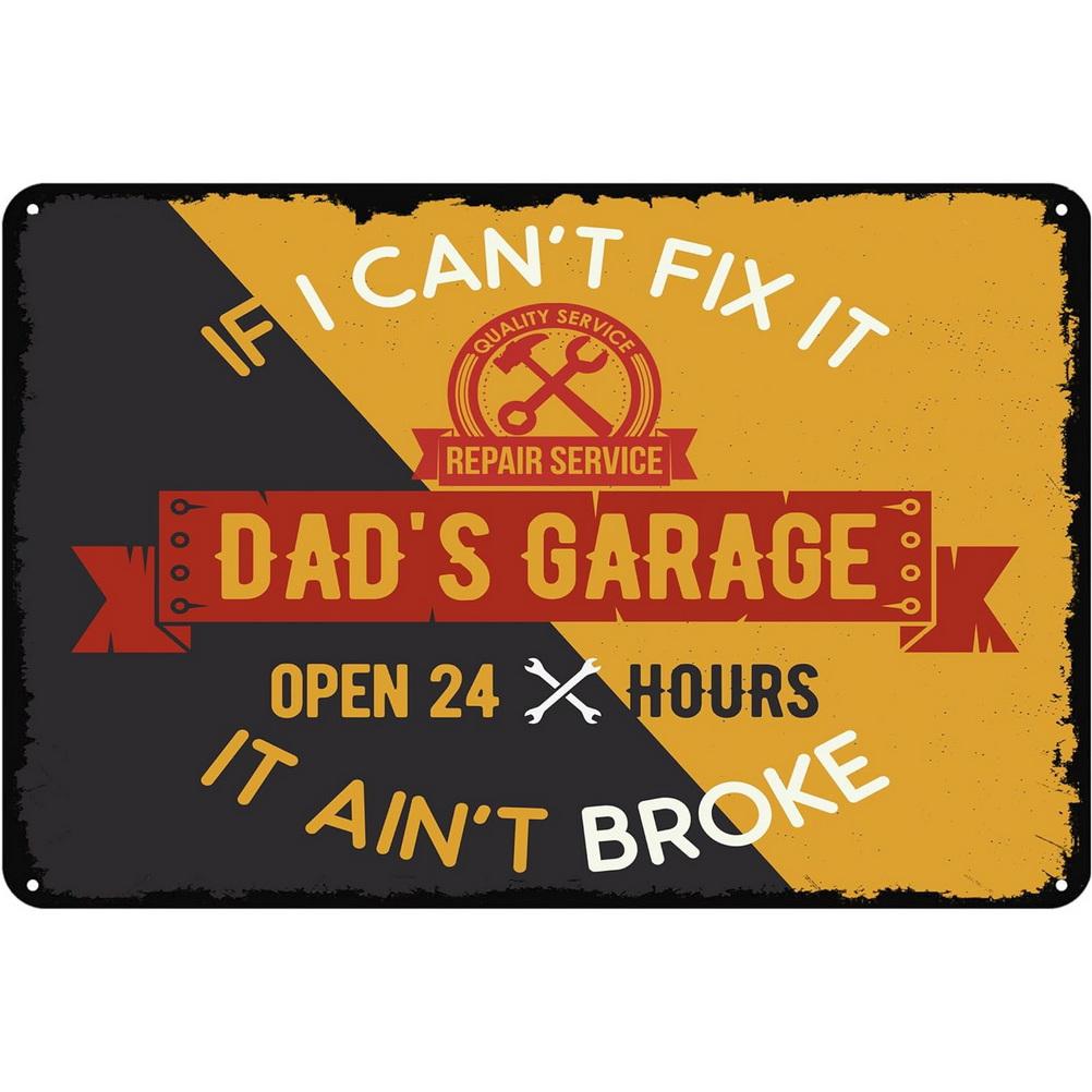 Dad's Garage Workshop Repair Shop 24 Hours Service Vintage Metal Tin Signs Retro Iron Picture Bar Cafe Garage Gym Pub Decor
