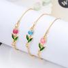 Adjustable Chain Enamel Charm Bracelet Copper Lobster Clasp Vintage Bracelet  For Women