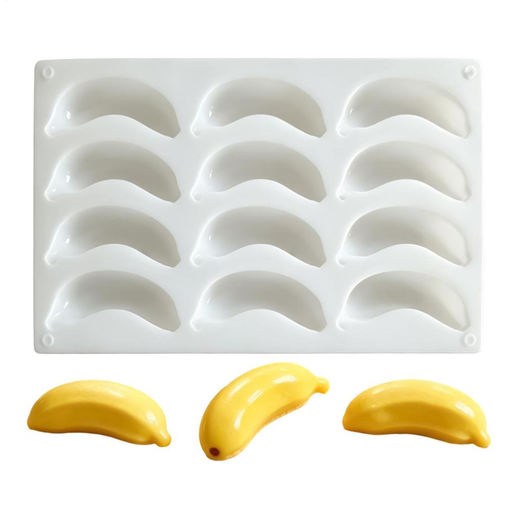 11 Cavity Banana Mousse Cake Silicone Mold Chocolate Pudding Dessert French Pastry Baking Mold Creative DIY Candle Molds