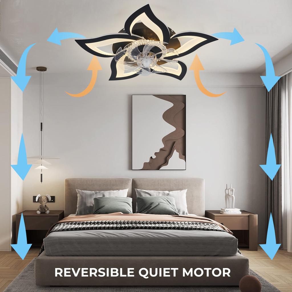 IRALAN Modern Smart Fan Light For Living Room Smart Remote Control Color Temperature Control Silent LED Ceiling lighting