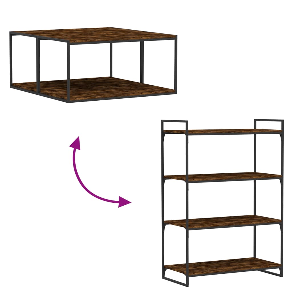 Wall Shelves Set of 4 Smoked Oak Finish 80 X 40 X 1.5 Cm Particleboard