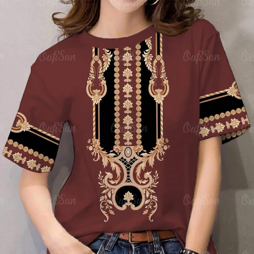 Women s Barong Top - Printed Short Sleeve Casual Shirt XS