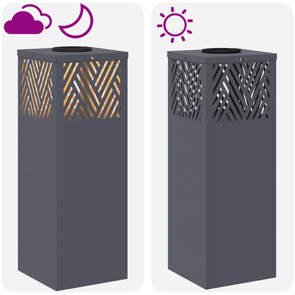 Solar LED Path Light 2 Pcs Anthracite Cold Rolled Steel