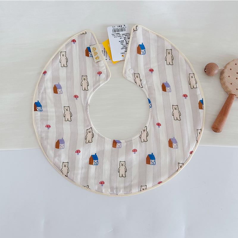 Korean-Style Baby Bib, Double-Sided Waterproof Gauze for 0-2 Years