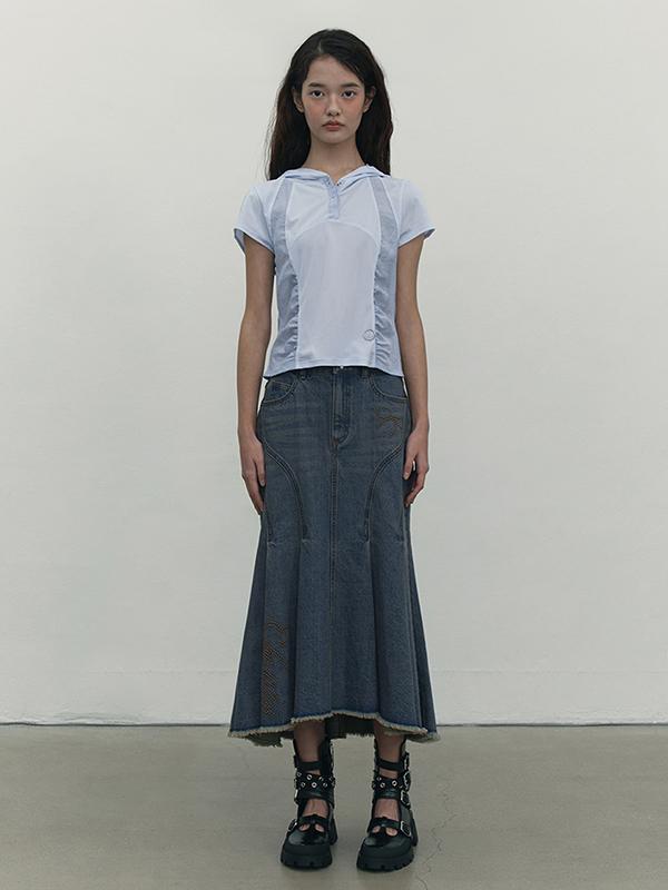 Kirsh Hotfix Trumpet Denim Skirt [Blue]