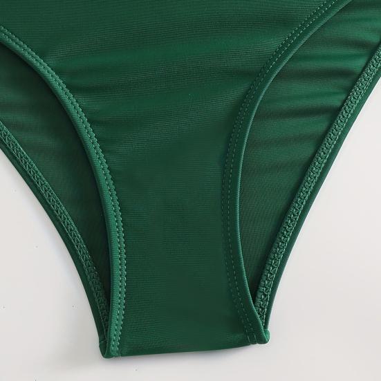 2 stk./Sæt Dame Sommer Bikini Sæt V-udskæring Ærmeløs BH Høj Talje Side Snørebånd Trusse Sæt Mavekontrol Badedragt Badetøj