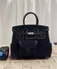 Italian Leather-Trimmed 25cm Cowhide Stitched Ladies' Handbag With Large Capacity Single Compartment And Detachable Shoulder Strap