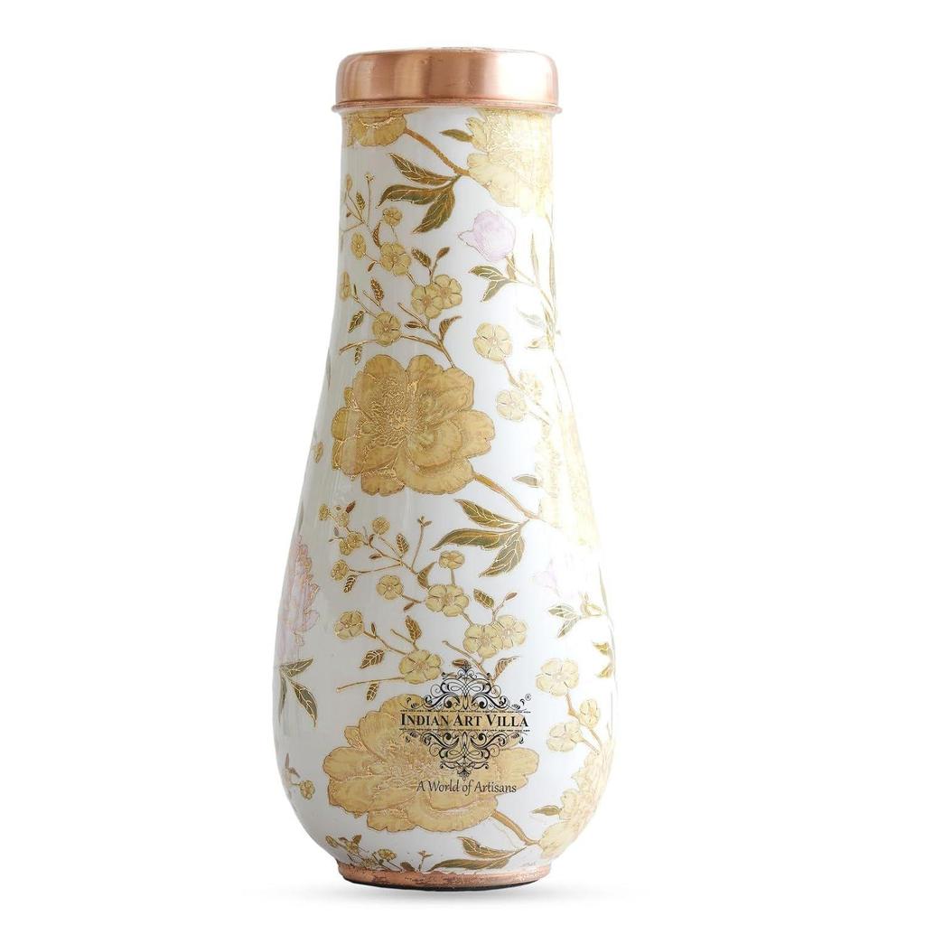 Copper Gold Print Bedroom Bottle – Designer Copper Drinkware, Elegant 1500 ML Water Bottle for Home, Office, and Travel
