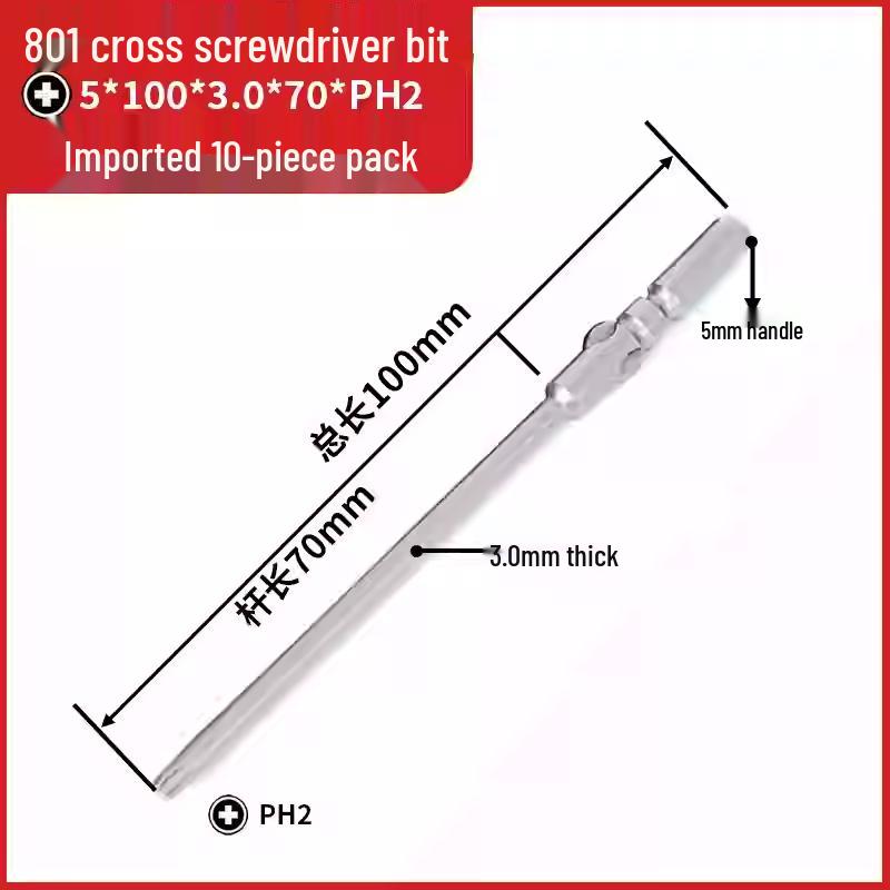 Weili 801 Serie 5mm Kreuzschlitz Magnetischer Elektrischer Schraubendreher Bit