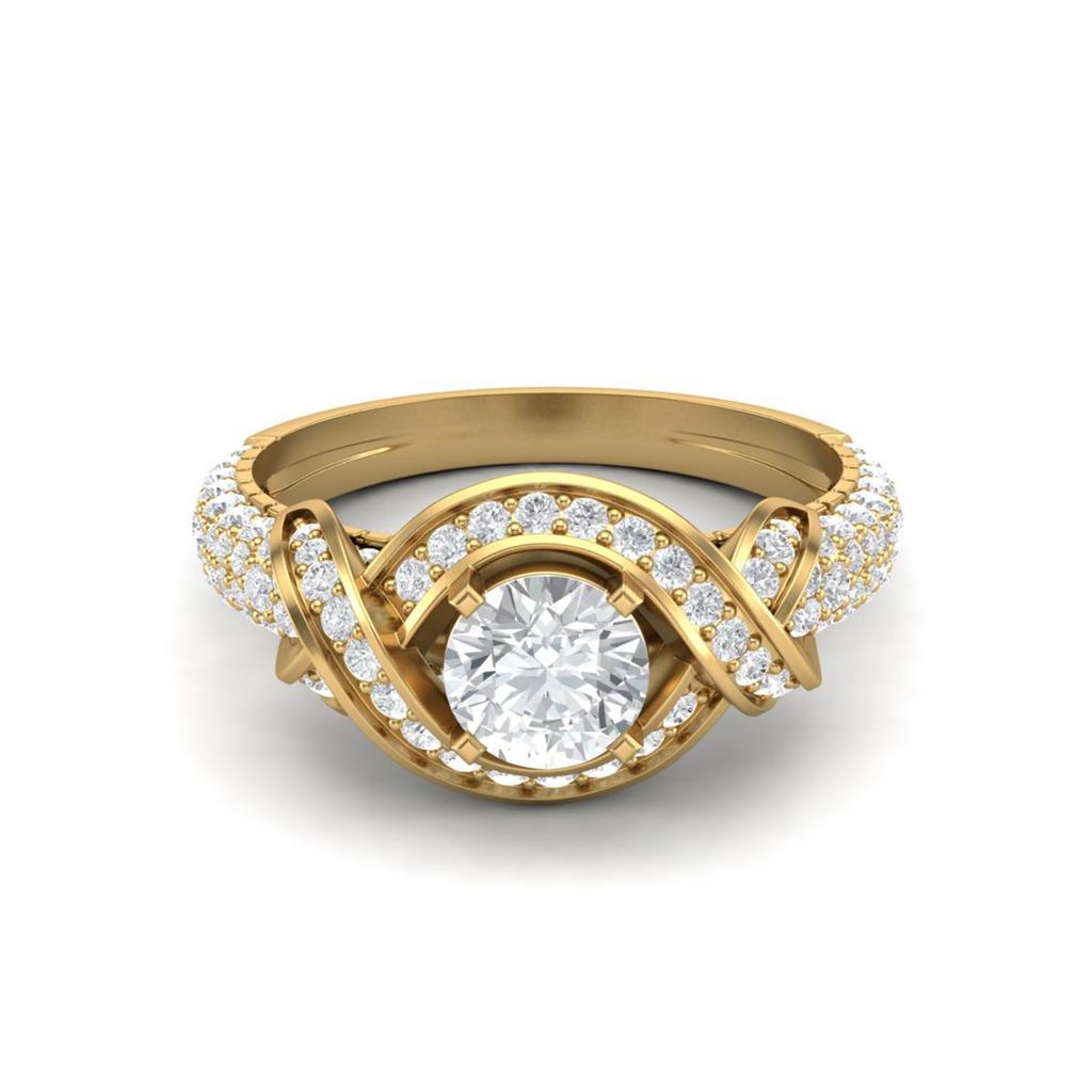 Estate Ring 6mm Round Moissanite 925 Sterling Silver Gold Vermeil  Women Anniversary Ring