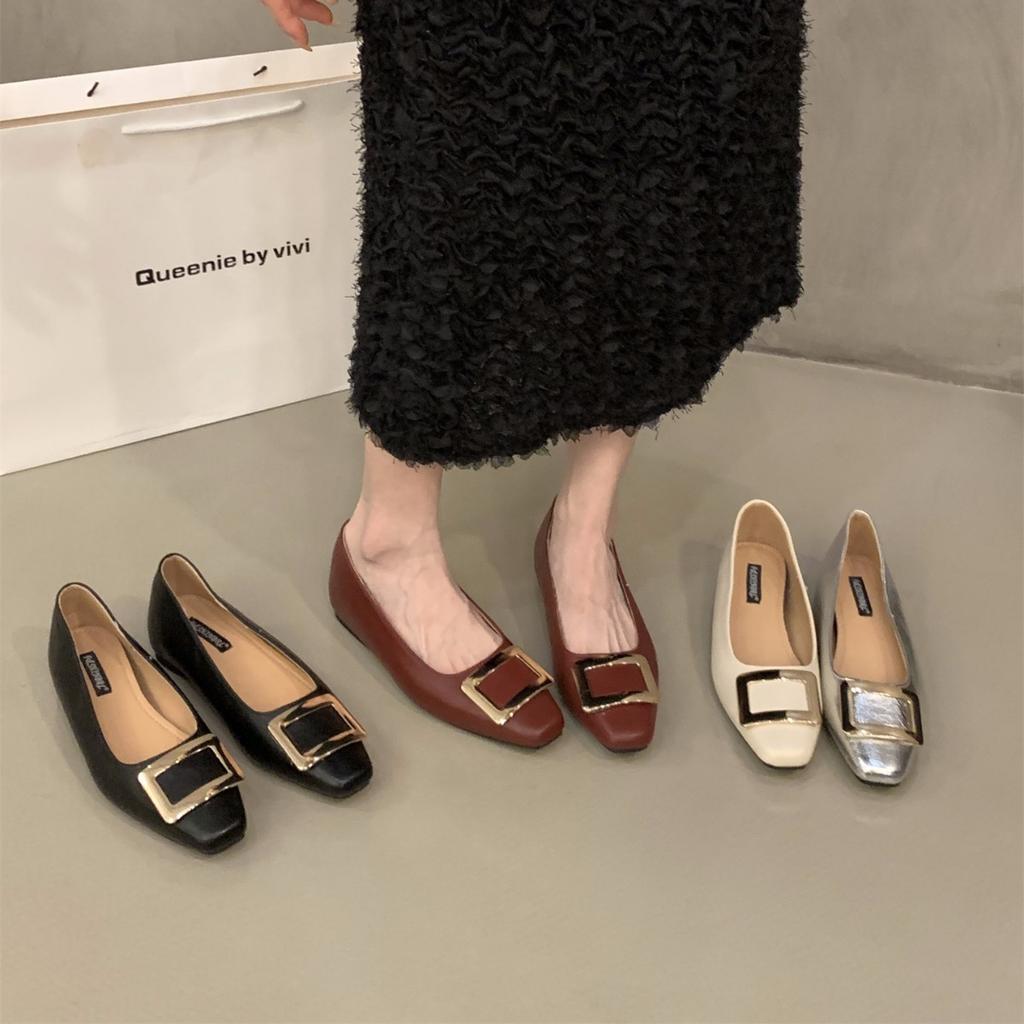 Inner height increase square head red single shoes women's shoes 2025 new spring and autumn French skirt evening shoes commuter shoes