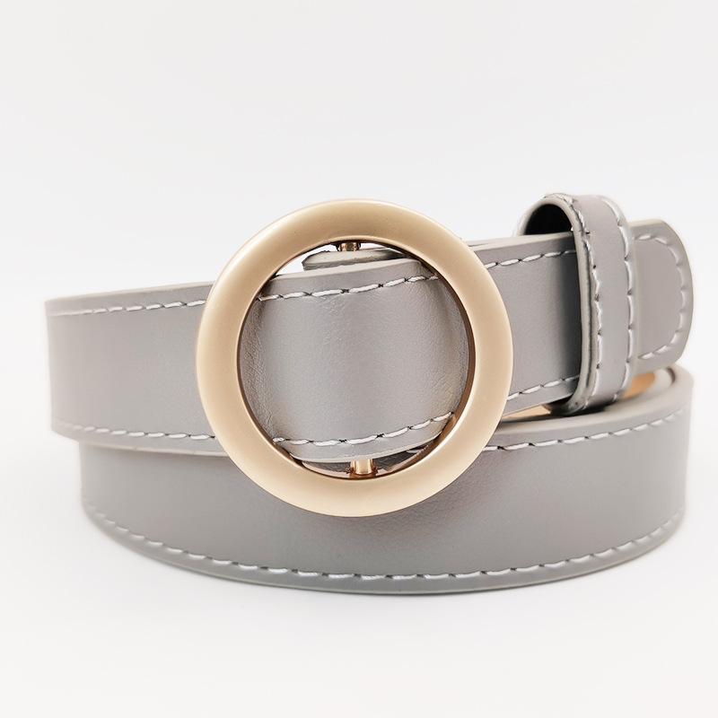 Innovative Non-hole Round Buckle Women's Imitation Leather Belt Student Versatile Jeans Skirt Belt