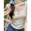 Pure Lustful Lace Bow Ice Silk Thin 2024 Summer New Vest Suspender Sweet Slimming Top
