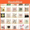 Luxurious Cotton Linen Pink Flower Throw Pillow Cover With Invisible Zipper