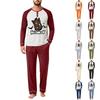 Set de pijamale casual pentru bărbați cu mânecă raglan și imprimeu cu litere de Halloween - Croială largă pentru nopți confortabile