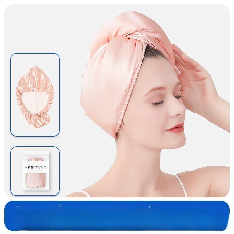 Satin Hair Turban for Women Luxury Silk Like Quick Dry Double Layer High Absorbency Thickened Head Wrap Towel for Hair Care