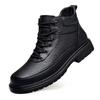 2025 Men's Martin Boots Thick-soled Velvet Warm Snow Boots Non-slip First-layer Calfskin Knight Boots