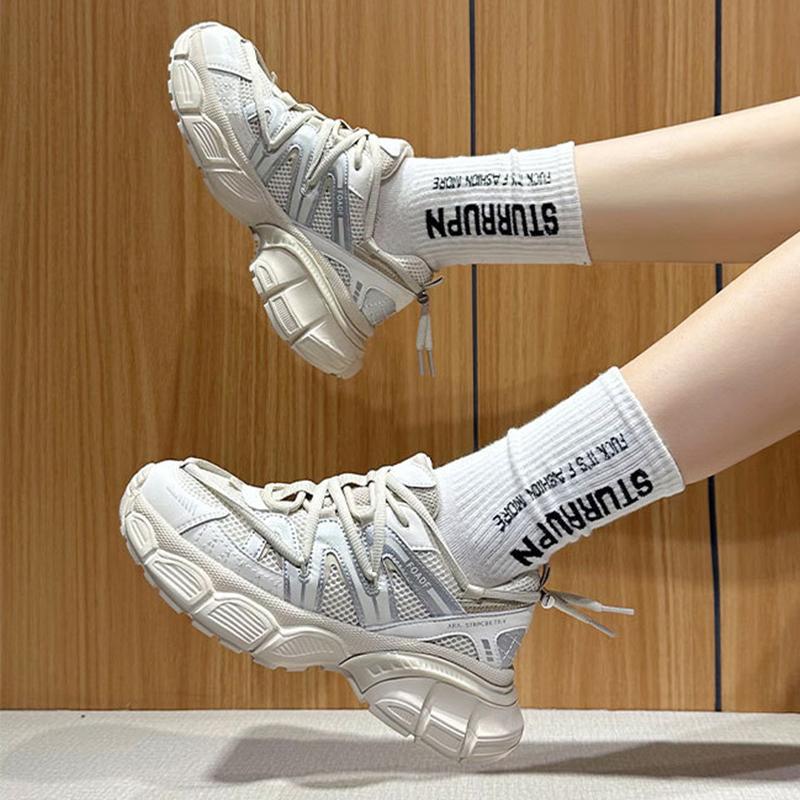 Casual Ladies Fitness Versatile Thick-soled Mesh Breathable Shoe Fashion Thick Sole Mesh Breathable Height Increasing Tenis Shoe